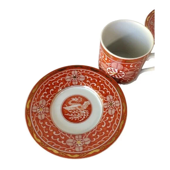 Vintage George Briard Imperial Brocade Demitasse Cup & Saucer Porcelain Set of 2 - Picture 4 of 8